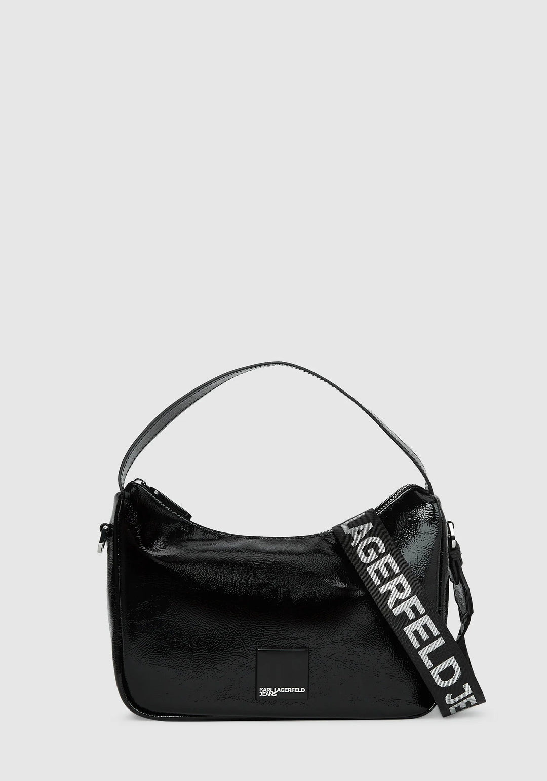Karl Lagerfeld Glossy Mini Hobo Bag | Black