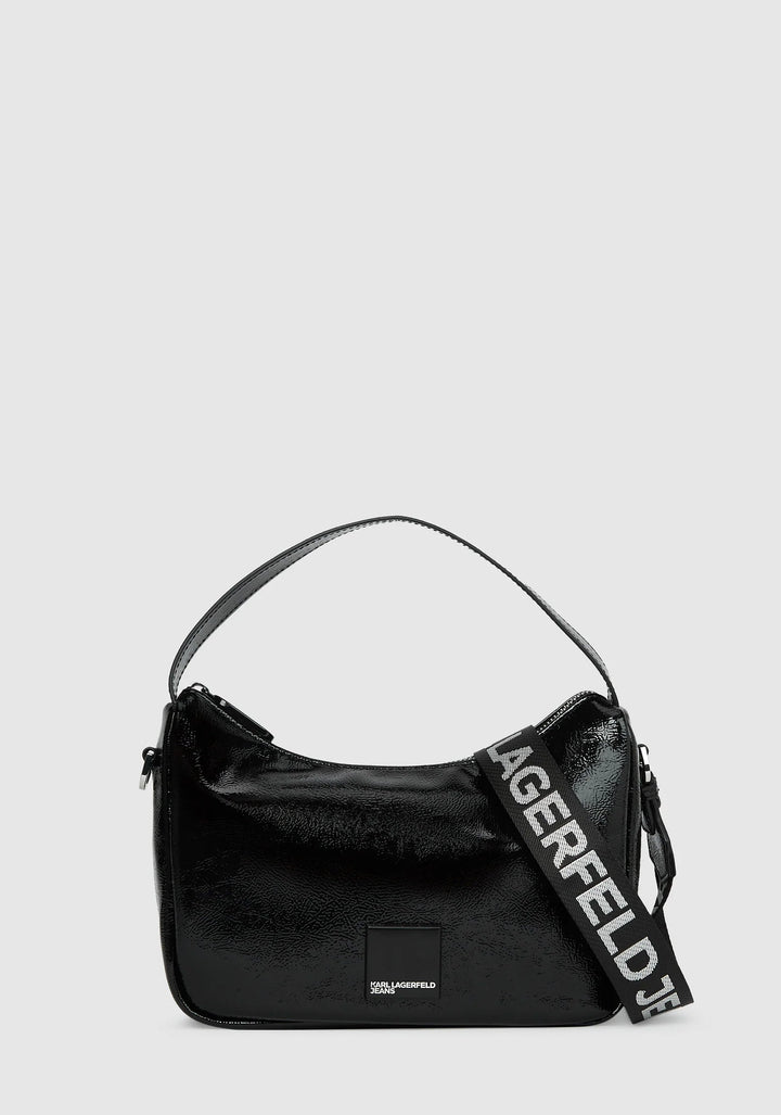 Karl Lagerfeld Glossy Mini Hobo Bag | Black