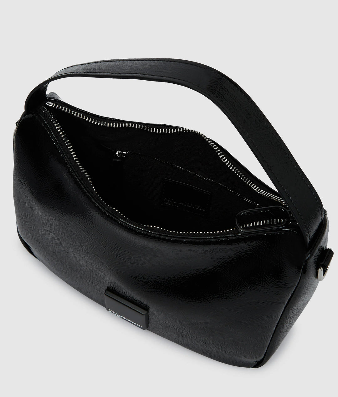 Karl Lagerfeld Glossy Mini Hobo Bag | Black