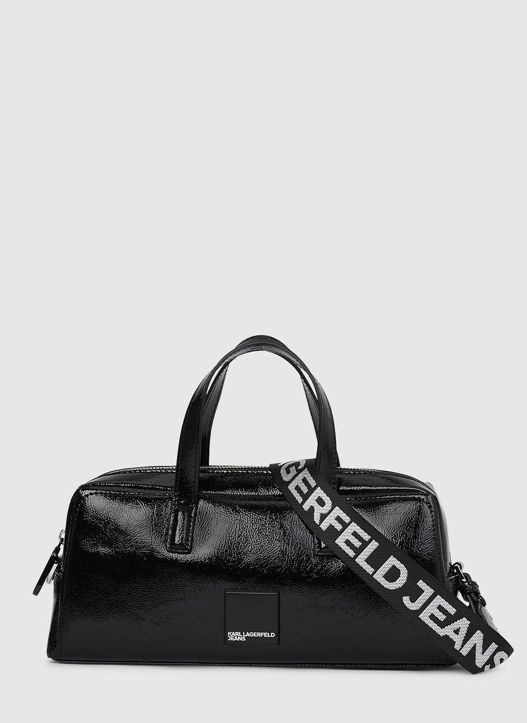 Karl Lagerfeld Logo Glossy Bowling Bag | Black
