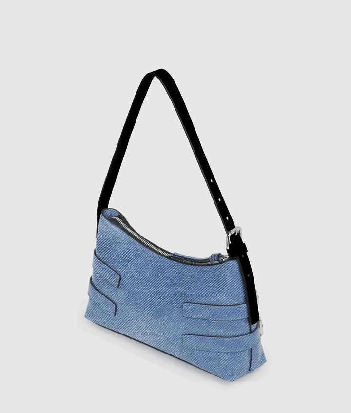 Karl Lagerfeld Denim Buckle Shoulder Bag | Blue Denim