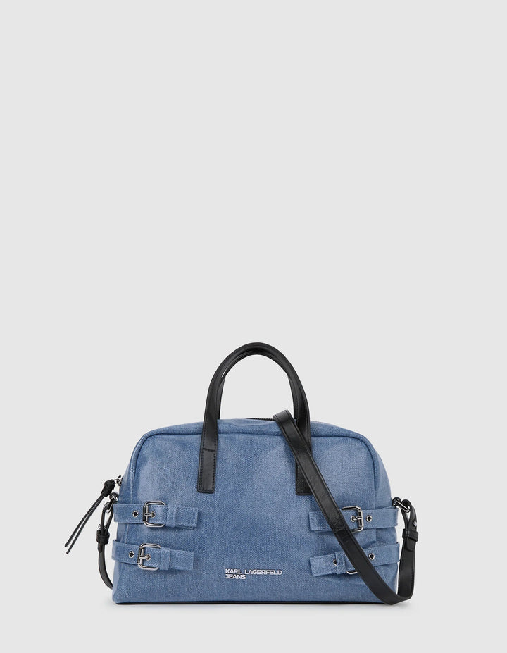 Karl Lagerfeld Denim Buckle Bowling Bag | Blue Denim
