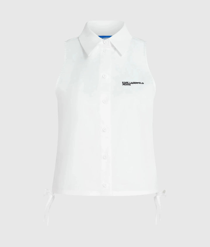 Karl Lagerfeld Sleeveless Blouse Shirt | White