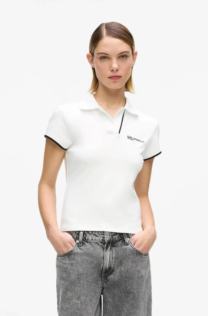Karl Lagerfels Slim Fit Women's Polo | White