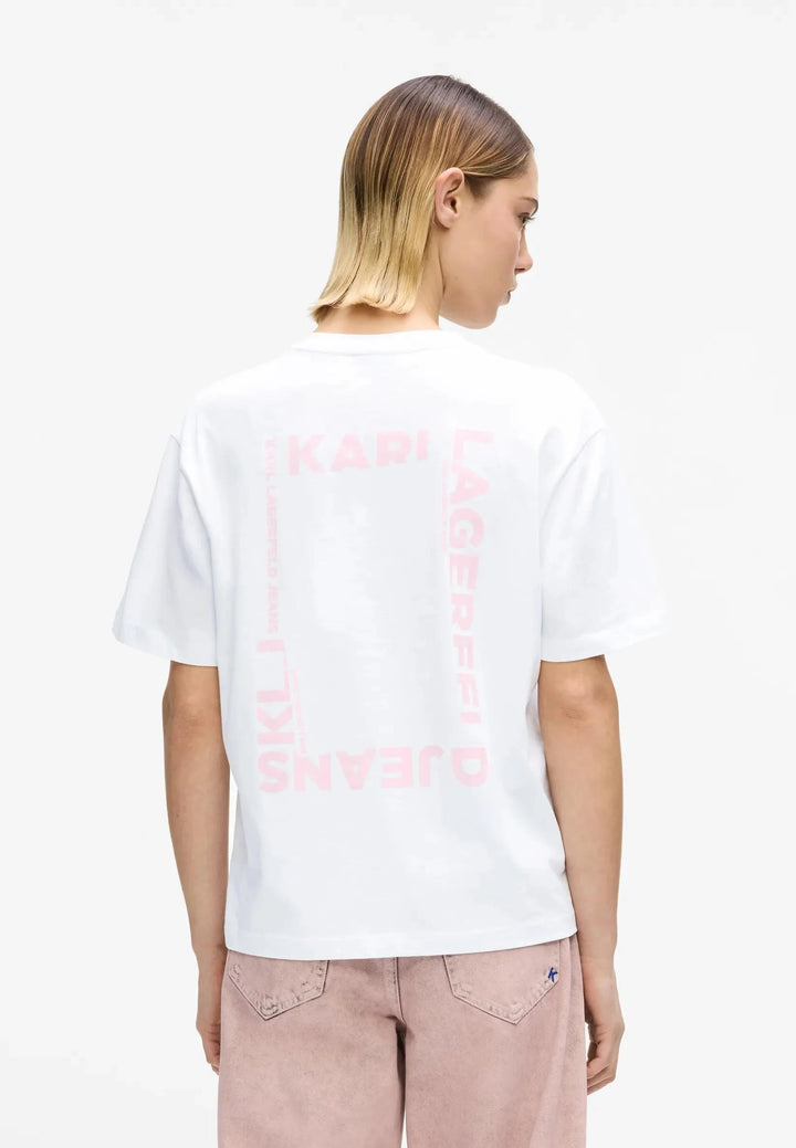 Karl Lagerfeld Regular Fit Frame Logo Women's T-shirt | White