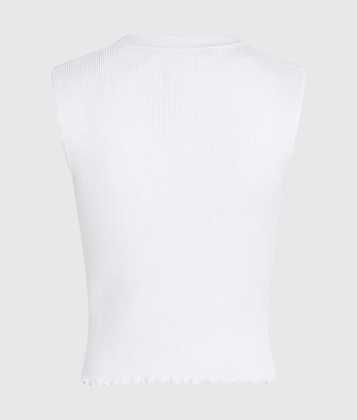 Karl Lagerfeld Button Down Knit Slim Fit Top | White