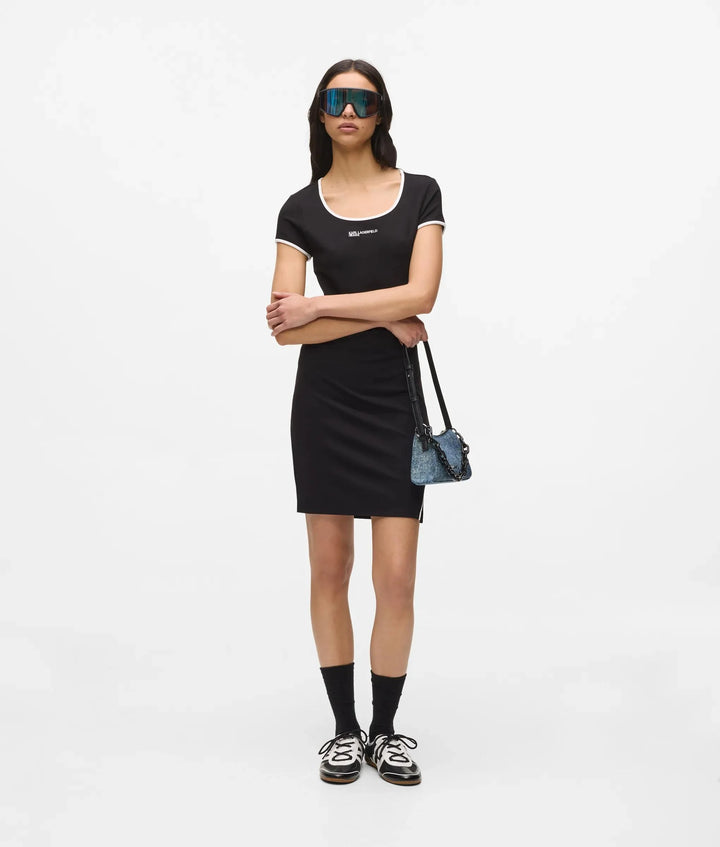 Karl Lagerfeld Denim Chain Small Shoulder Bag | Washed Denim