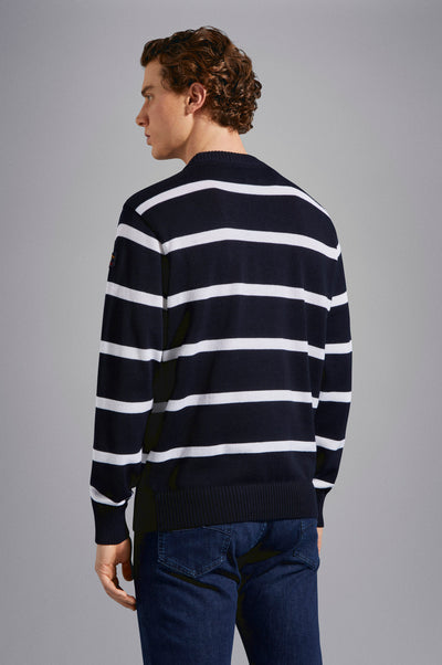 Paul & Shark Bretagne Wool Crewneck Pullover with Iconic Badge | Navy/White