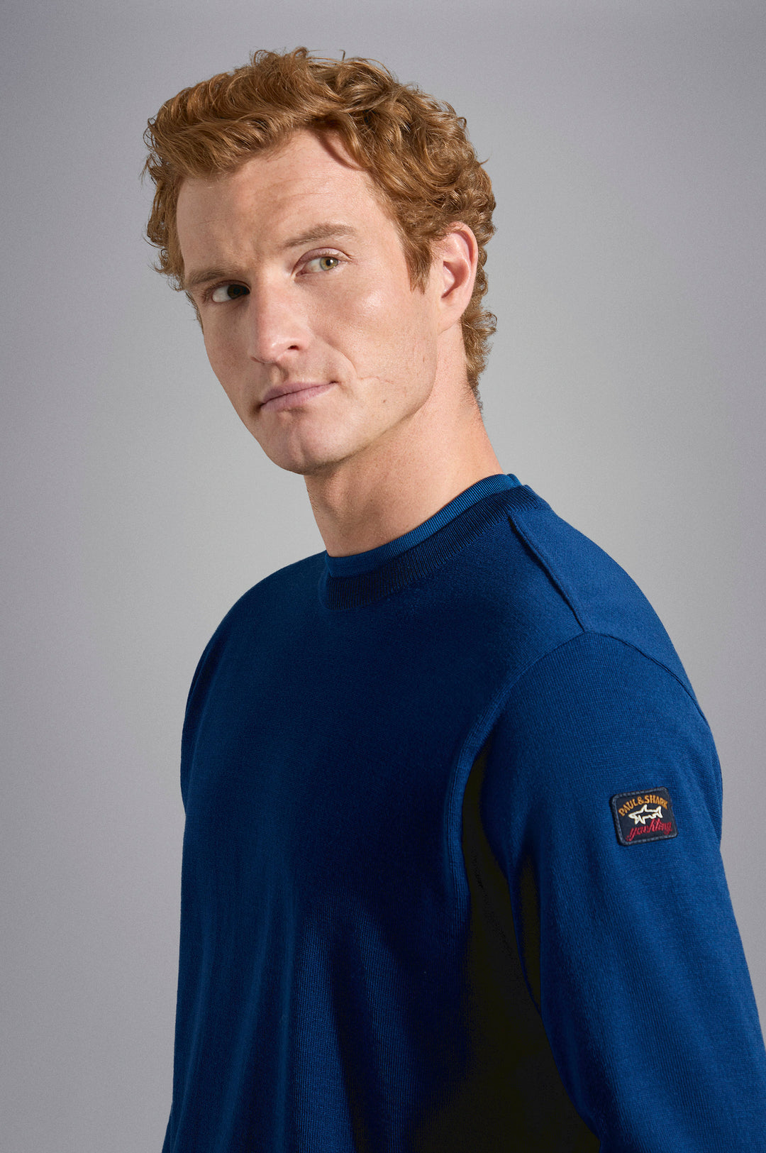 Paul & Shark Merino Wool Crewneck Pullover with Iconic Badge | Blue