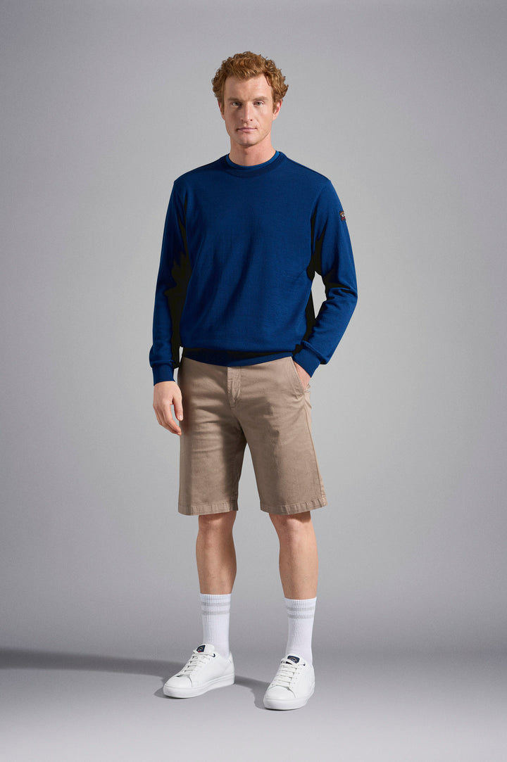 Paul & Shark Merino Wool Crewneck Pullover with Iconic Badge | Blue
