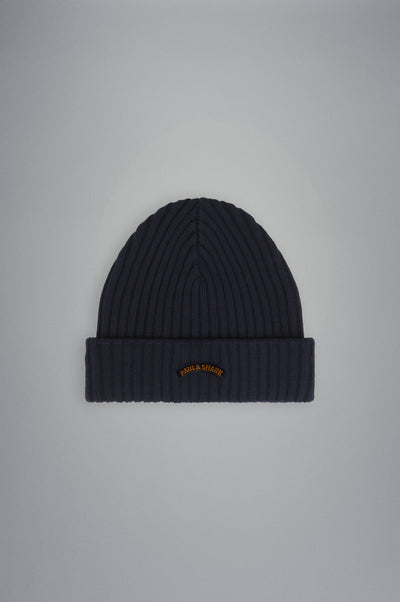 Paul & Shark Wool Beanie with Moon Badge | Navy