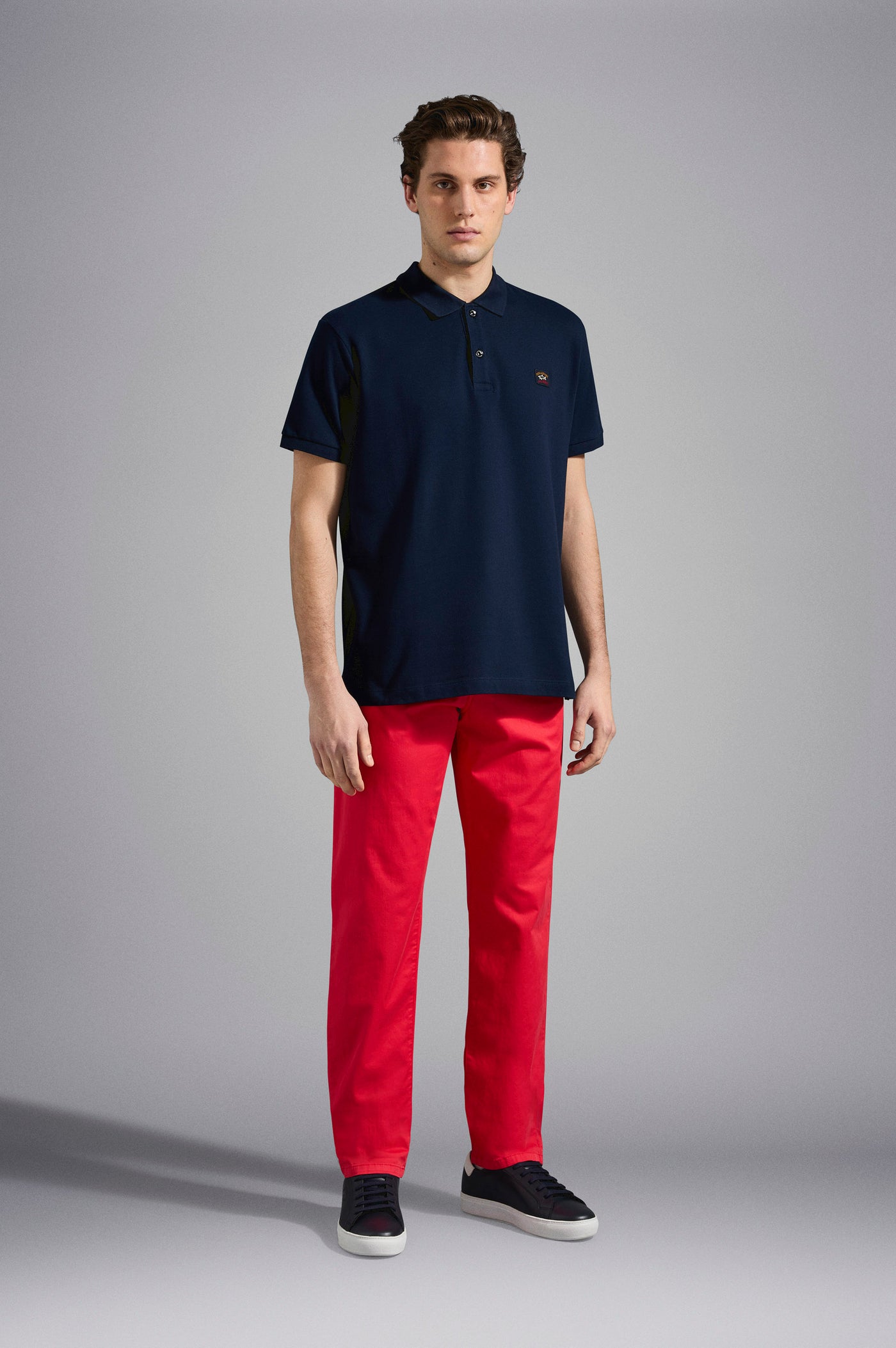 Paul & Shark Piqué Cotton Polo with Iconic Badge | Navy