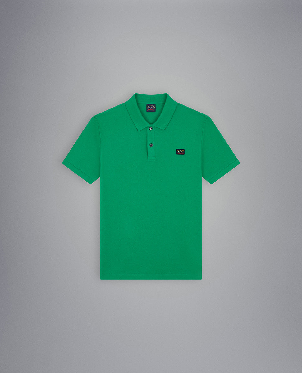 Paul & Shark Piqué Cotton Polo with Iconic Badge | Green