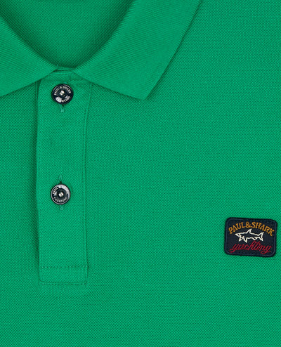 Paul & Shark Piqué Cotton Polo with Iconic Badge | Green