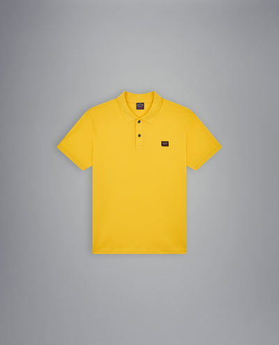 Paul & Shark Piqué Cotton Polo with Iconic Badge | Yellow