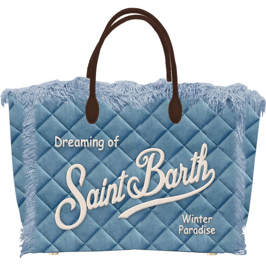 MC2 Saint Barth Colette Velvet Quilt Effect Bag | Blue