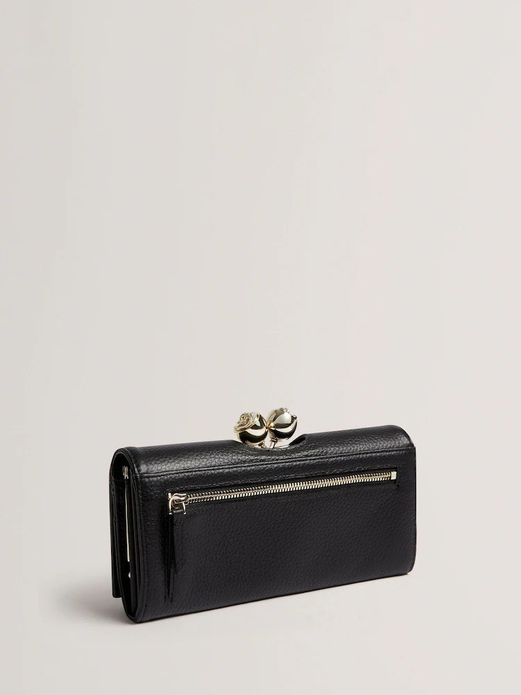 Ted Baker Roosali Detail Leather Large Bobble Purse | Black