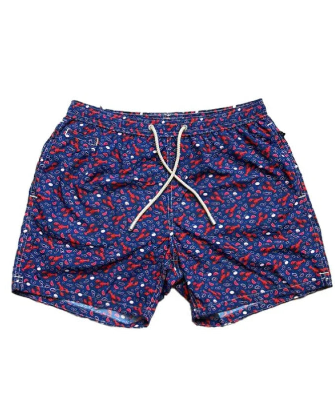MC2 Saint Barth Lightweight Fabric Swim Shorts Lighting | Navy/Red