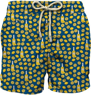 MC2 Saint Barth Lightweight Fabric Swim Shorts Lighting | Navy/Yellow