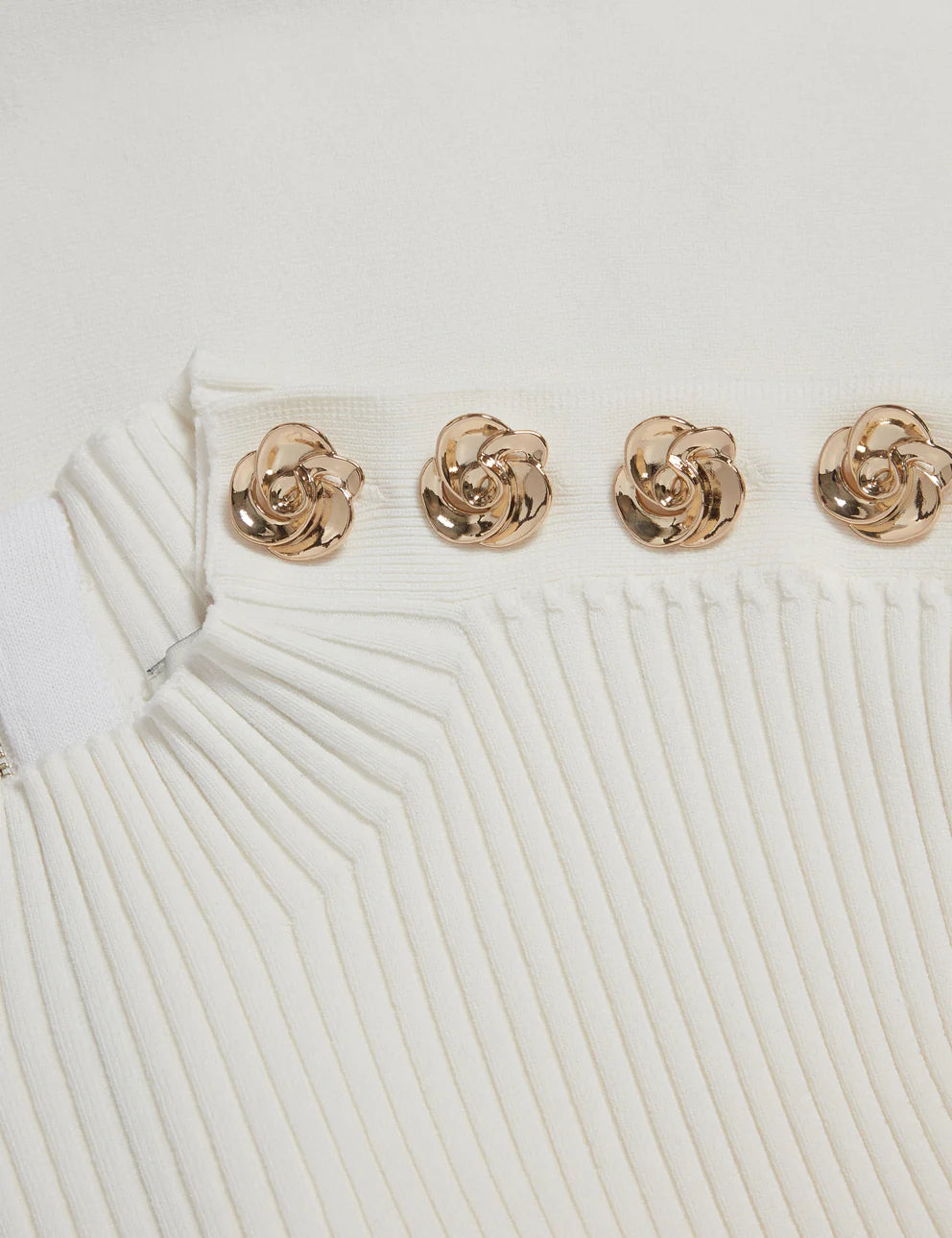 Ted Baker Lilano Ribbed Knit Button Detail Skater Dress | Ivory