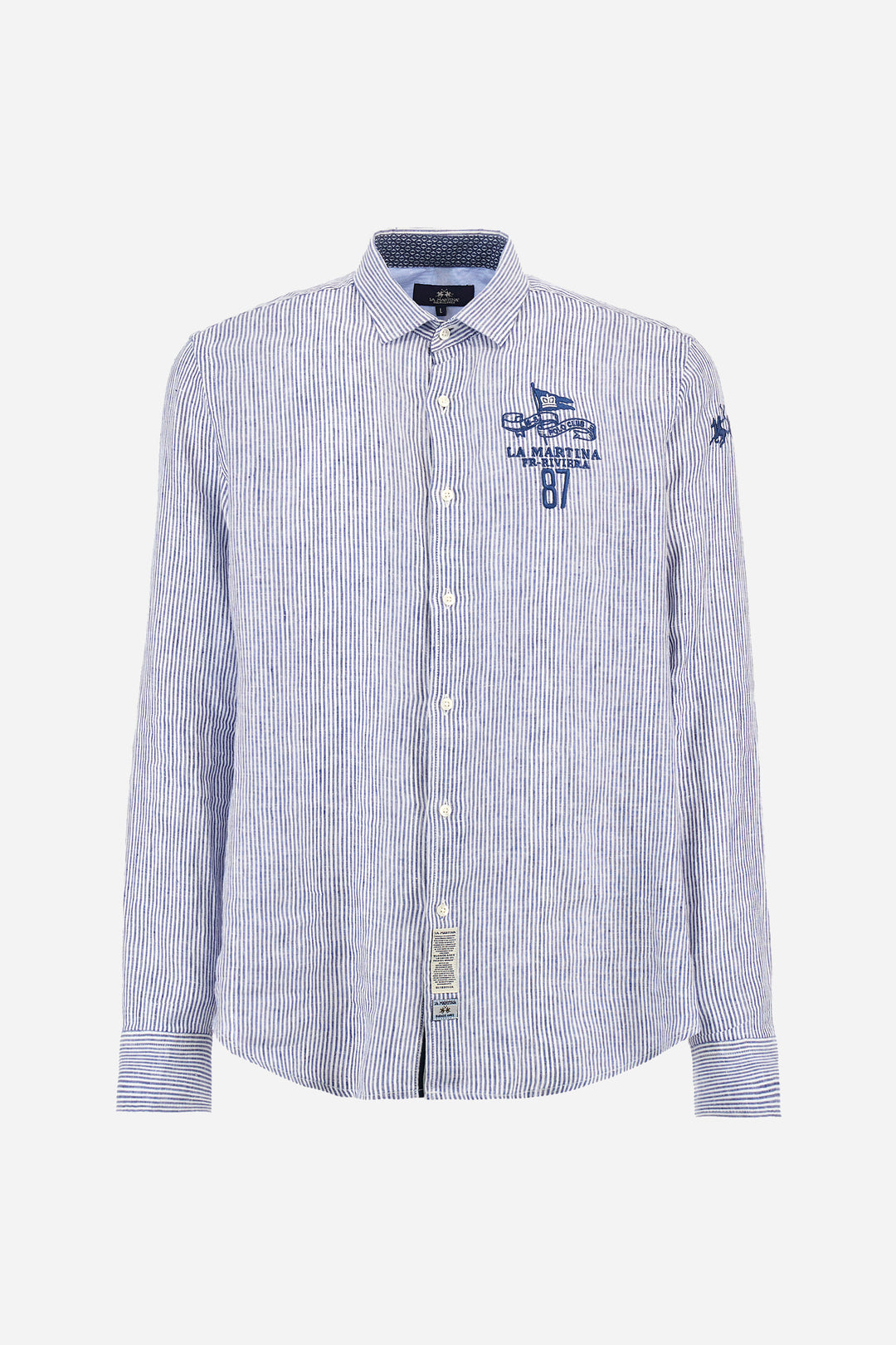 La Martina Regular Fit Linen Canvas Shirt – Andres | Navy/White