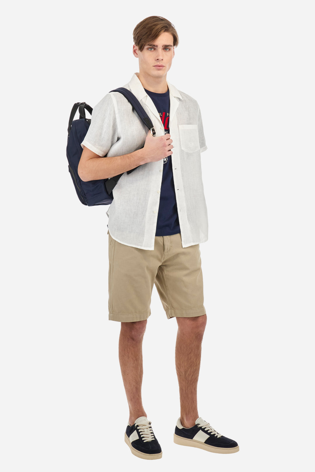 La Martina Regular Fit Linen Canvas Shirt – Varoun | White