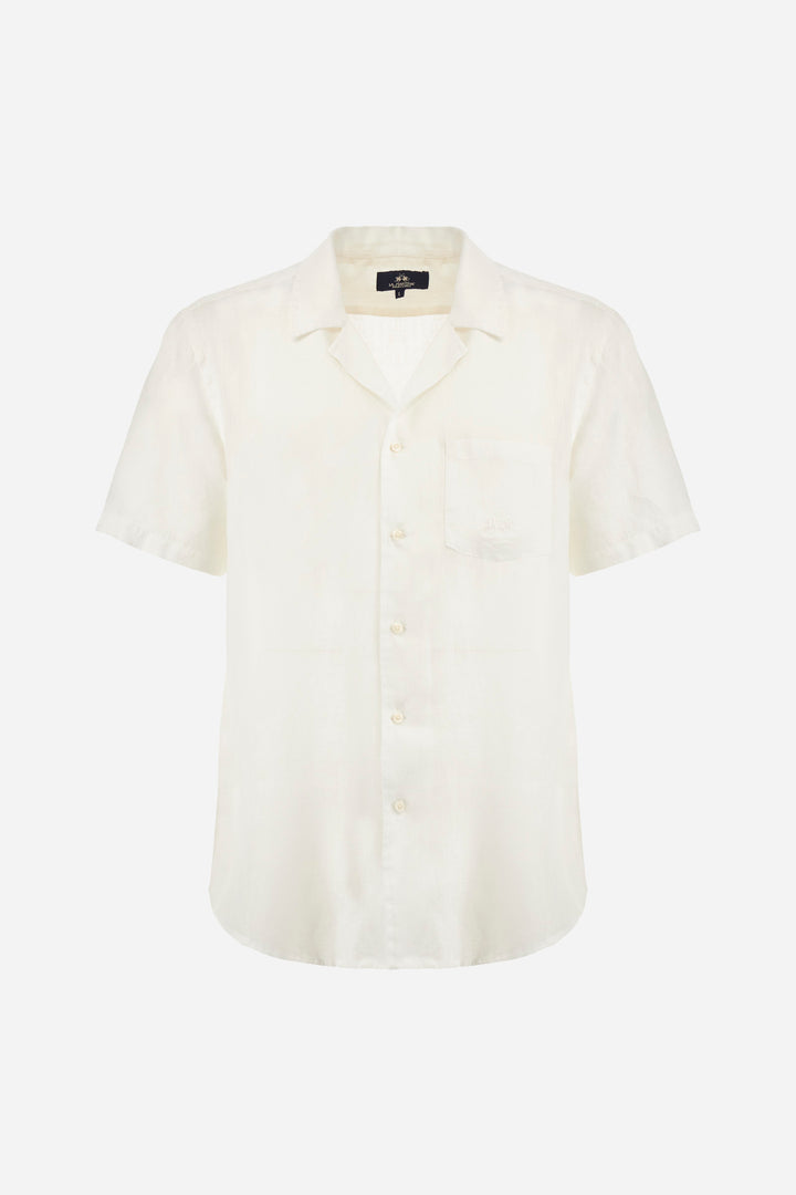 La Martina Regular Fit Linen Canvas Shirt – Varoun | White