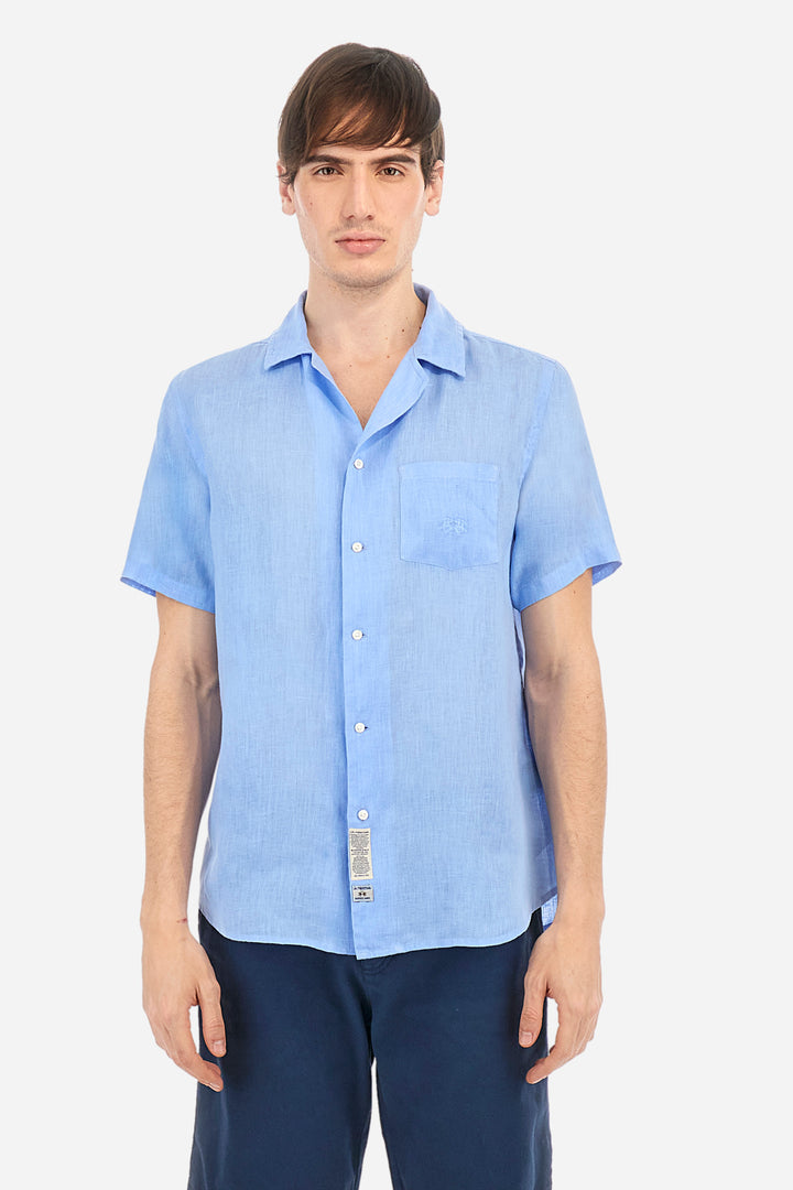 La Martina Regular Fit Linen Canvas Shirt – Varoun | Light Blue