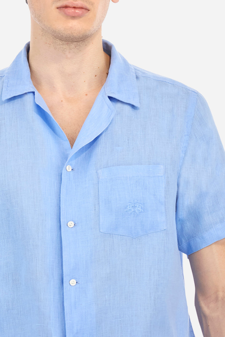La Martina Regular Fit Linen Canvas Shirt – Varoun | Light Blue