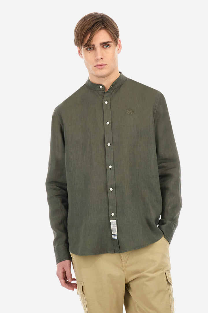 La Martina Regular Fit Linen Canvas Shirt – Yasr | Olive
