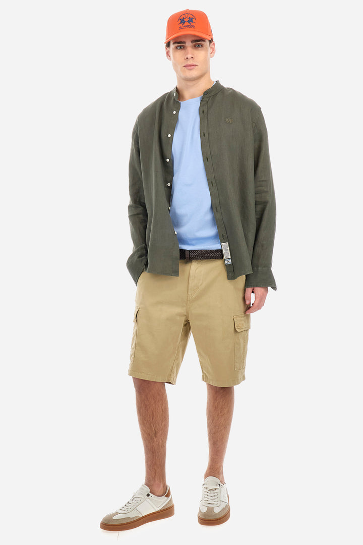 La Martina Regular Fit Linen Canvas Shirt – Yasr | Olive