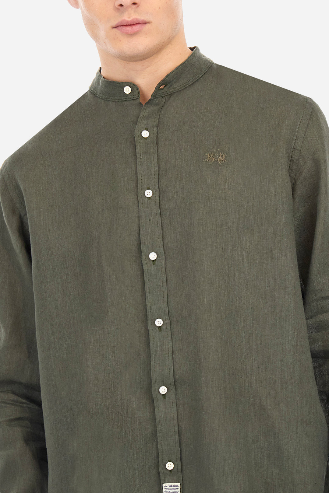 La Martina Regular Fit Linen Canvas Shirt – Yasr | Olive