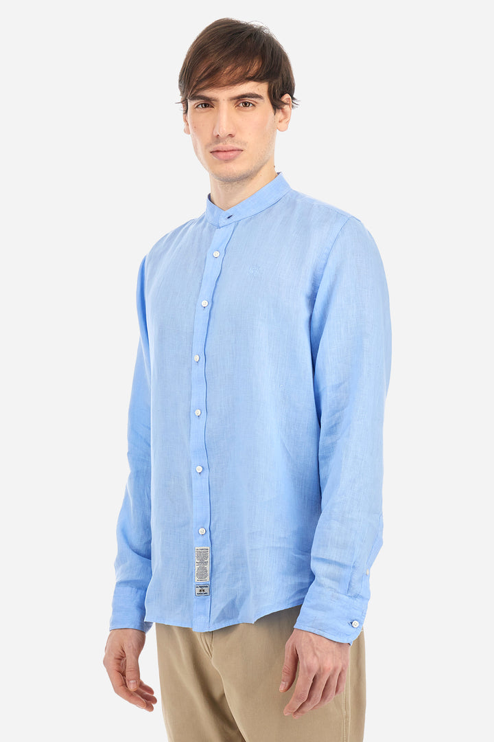 La Martina Regular Fit Linen Canvas Shirt – Yasr | Light Blue