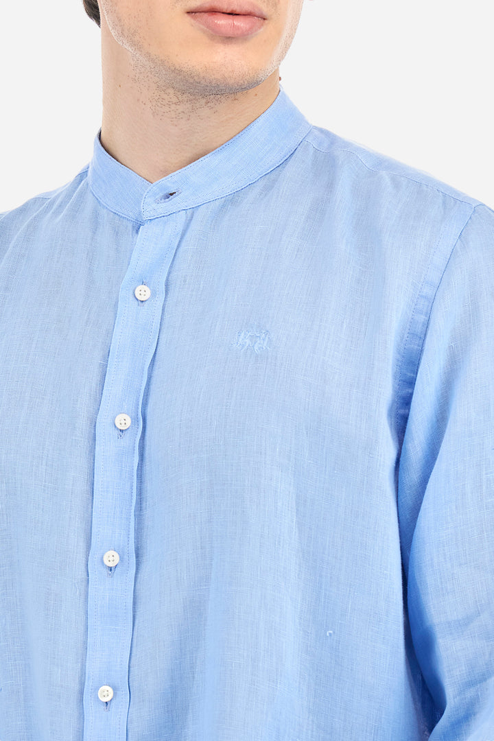 La Martina Regular Fit Linen Canvas Shirt – Yasr | Light Blue