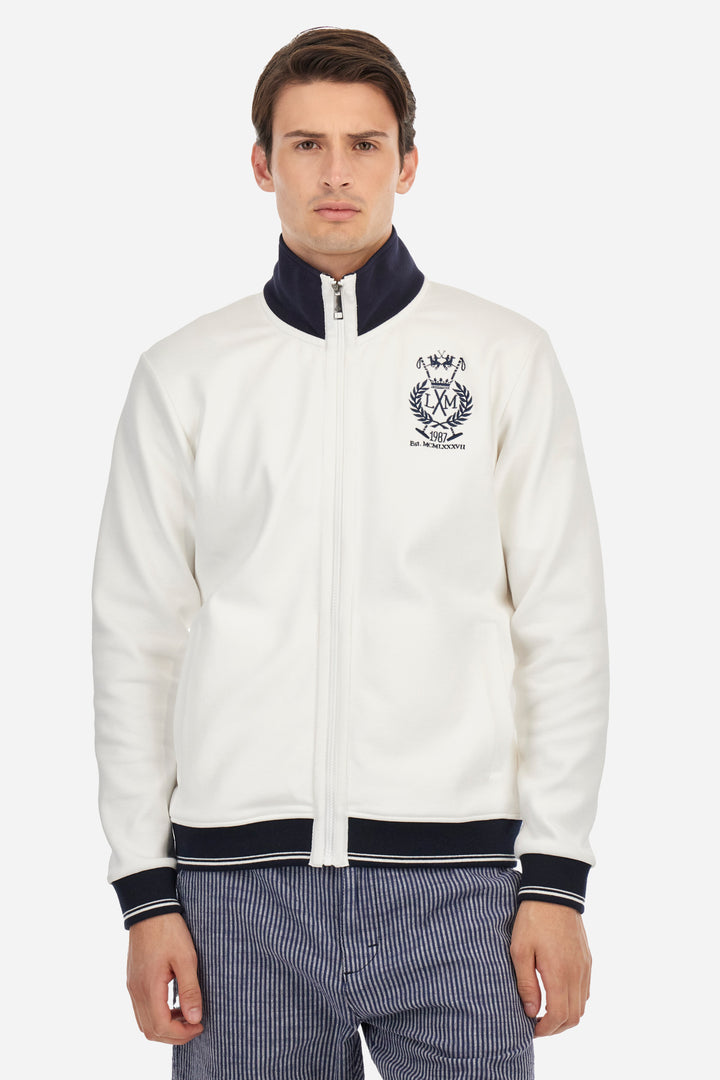 La Martina Regular Fit Cotton Blend Piqué Sweatshirt – Athos | White
