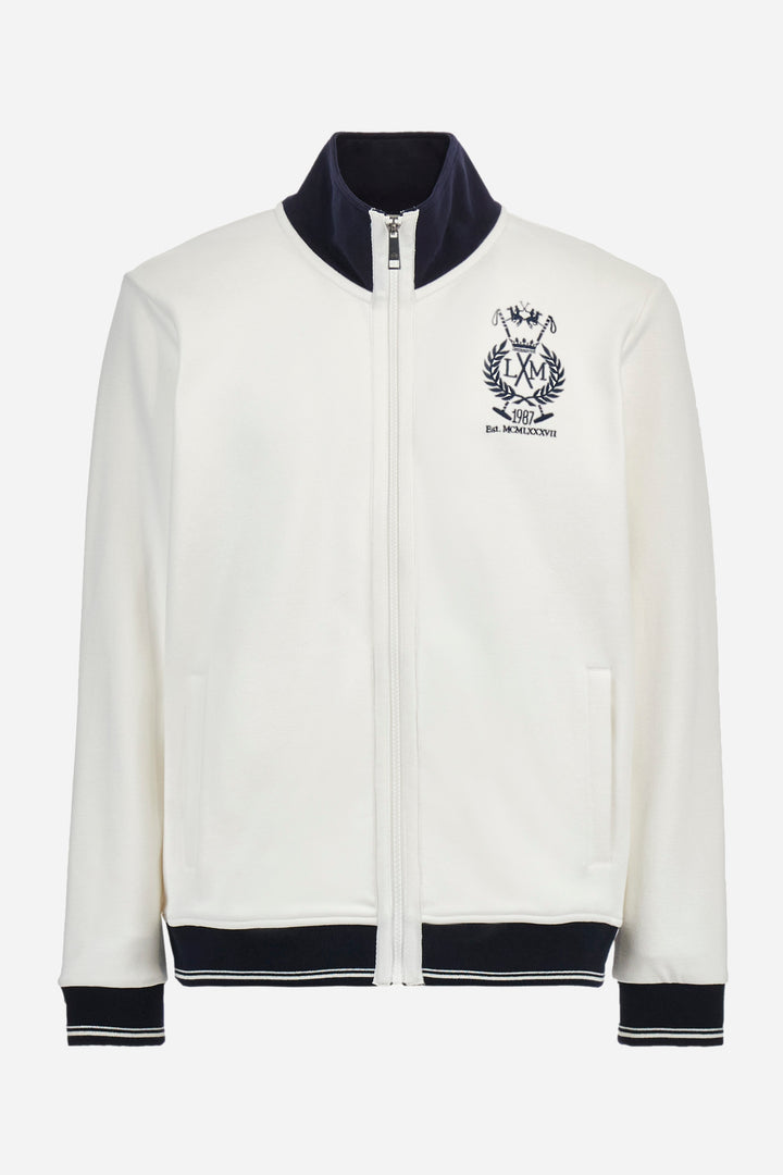 La Martina Regular Fit Cotton Blend Piqué Sweatshirt – Athos | White