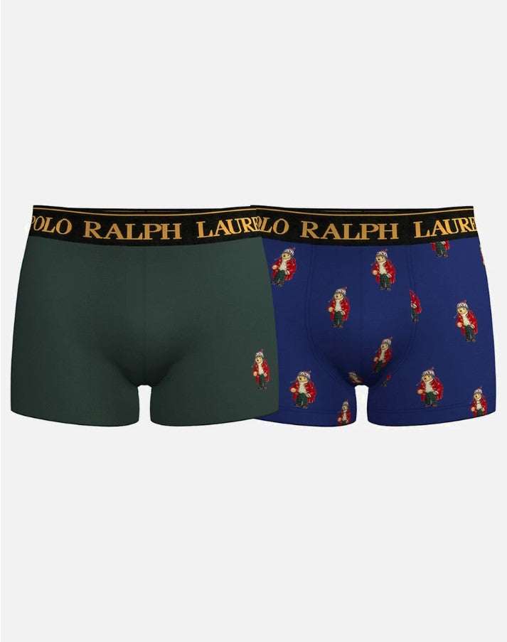 Ralph Lauren Stretch Cotton Boxer Shorts 2-Pack Gift Box | Green/Royal