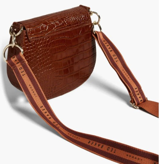 Ted Baker Darsila Branded Webbing Imitation Croc Detail Bag | Brown