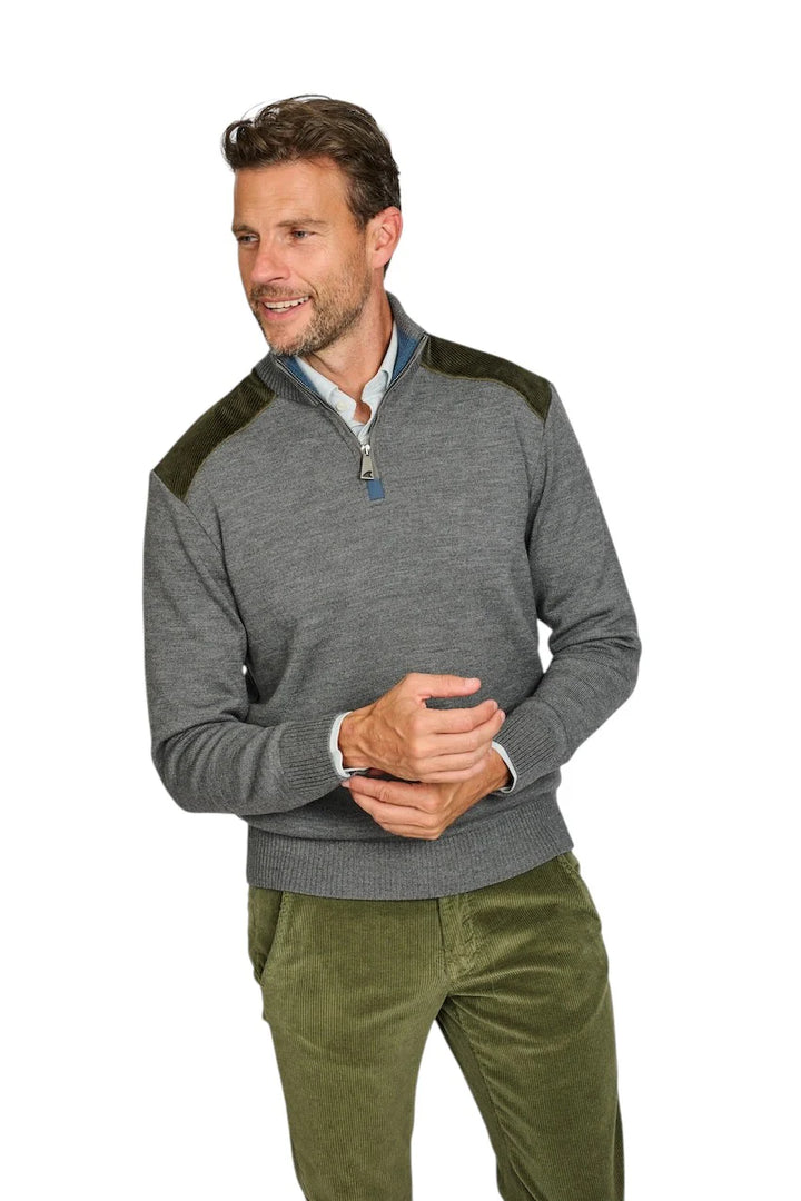 Paul & Shark Velvet Soft Cool Touch Wool Half Zip Sweater | Grey