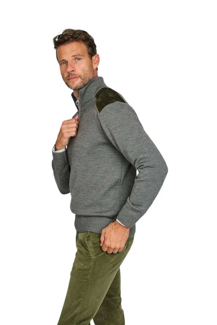 Paul & Shark Velvet Soft Cool Touch Wool Half Zip Sweater | Grey