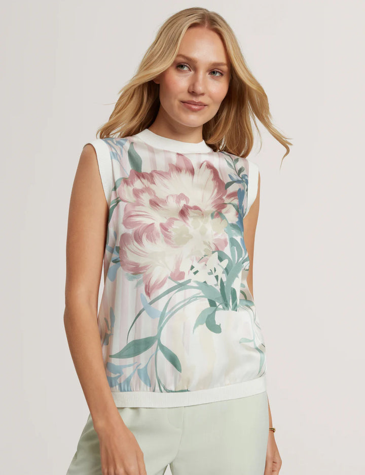 Ted Baker Floral Printed Front Knit Tank Top | Multi Pink