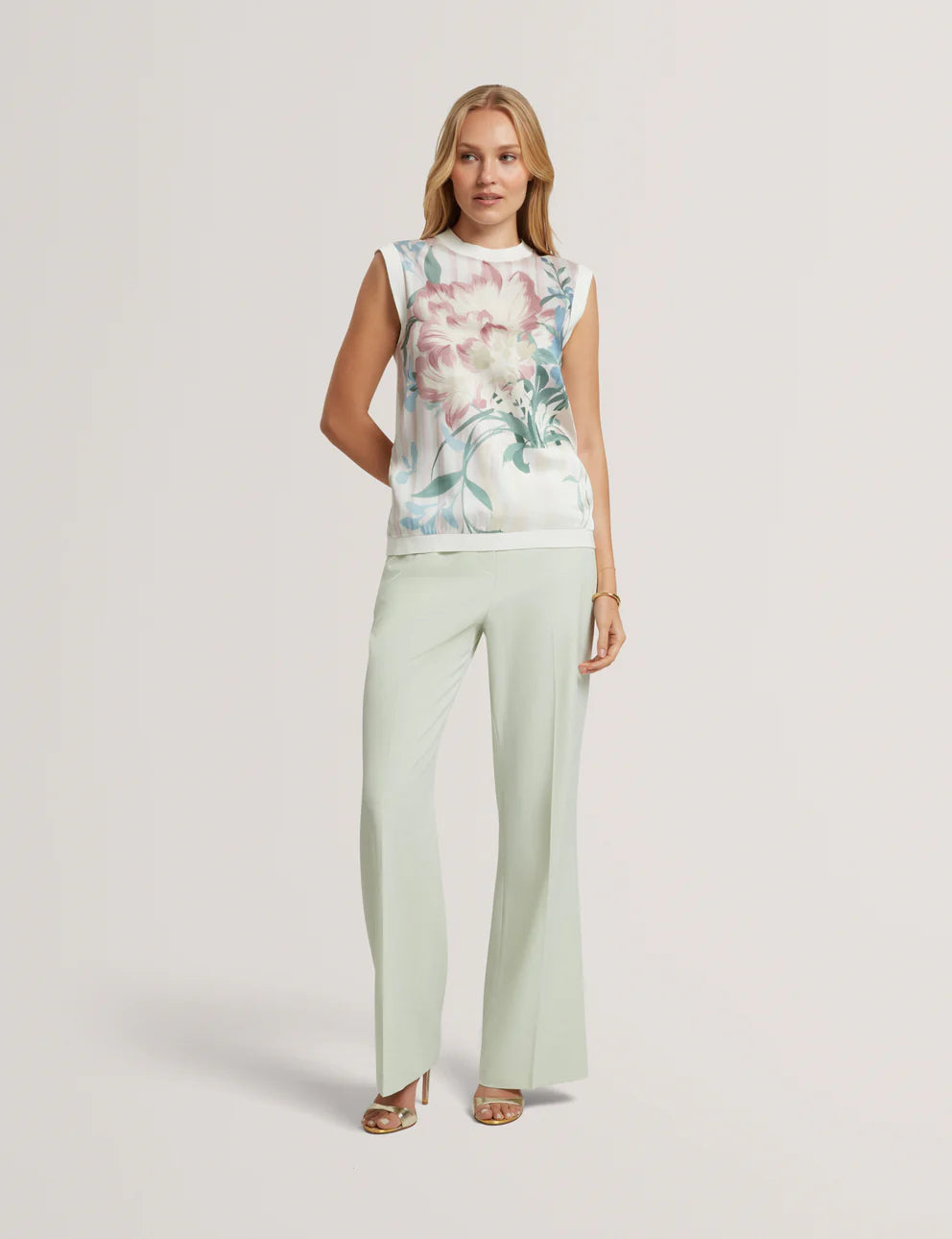 Ted Baker Floral Printed Front Knit Tank Top | Multi Pink