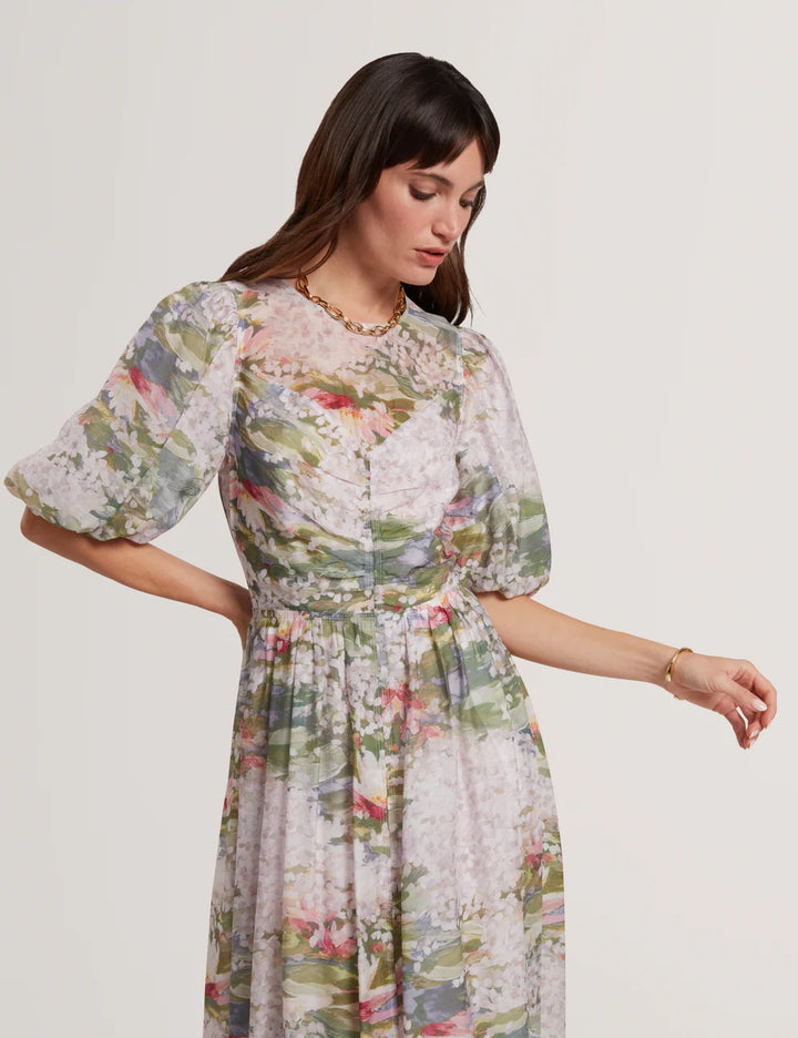 Ted Baker Jonora Puff Floral Midi Dress | Multi Pink