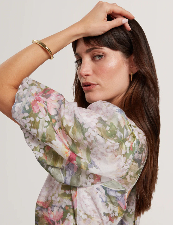 Ted Baker Jonora Puff Floral Midi Dress | Multi Pink