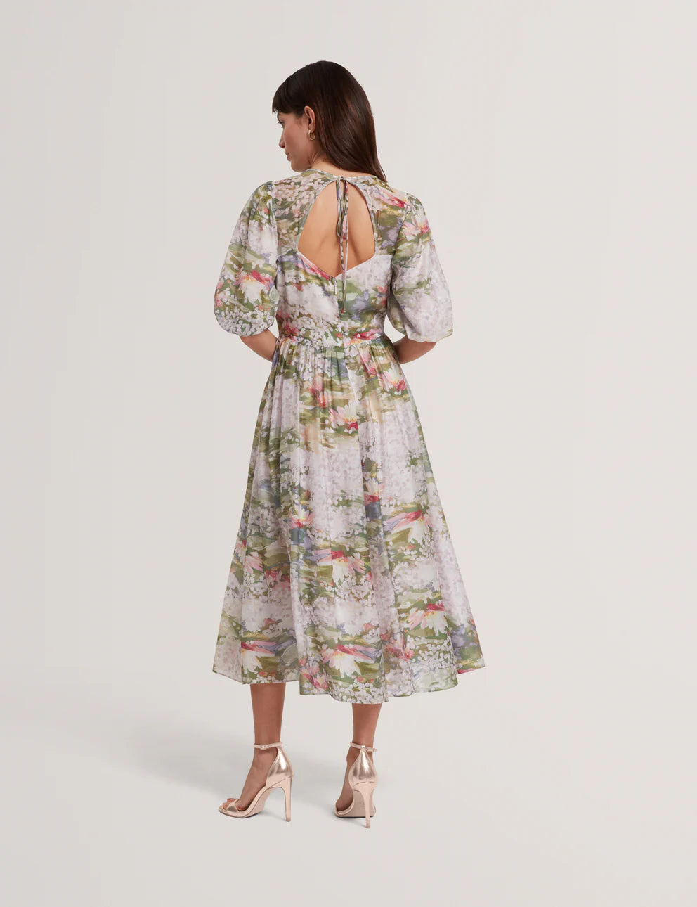 Ted Baker Jonora Puff Floral Midi Dress | Multi Pink