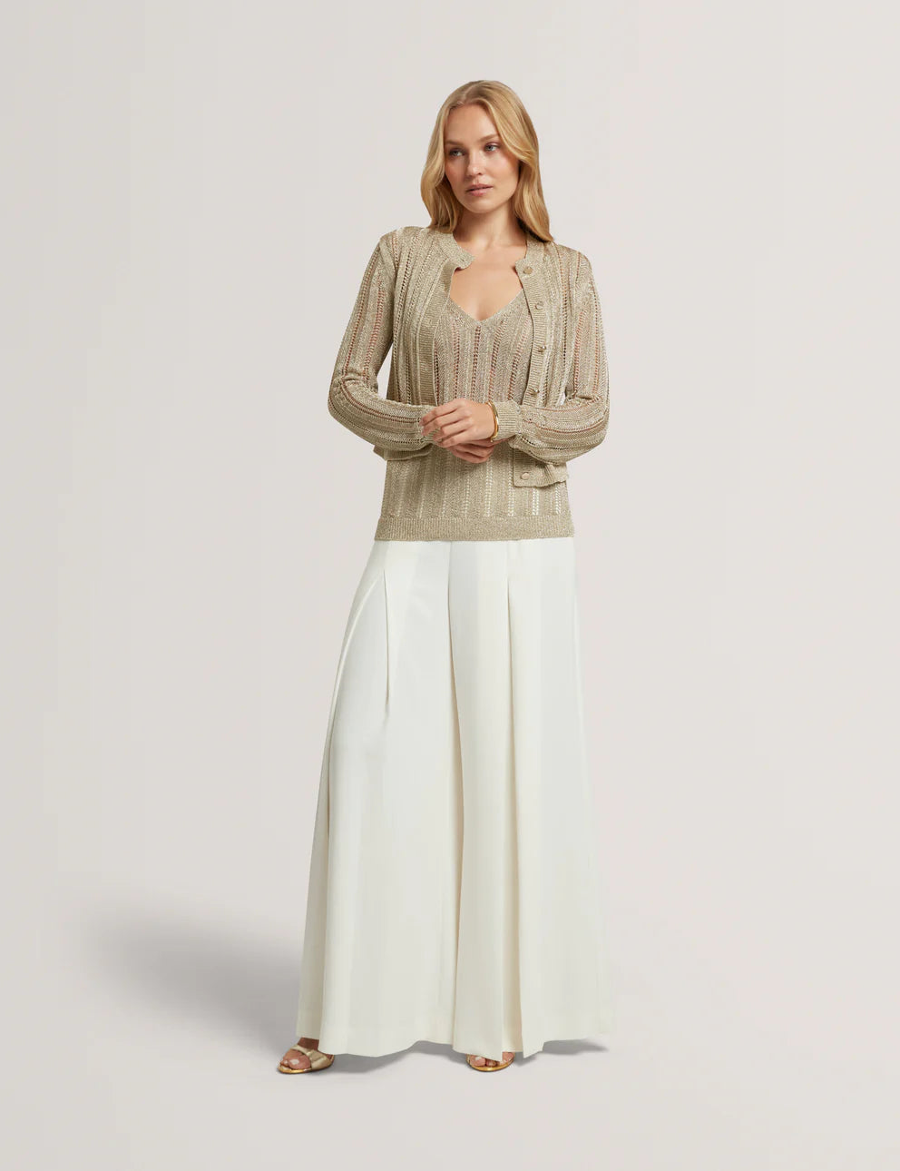 Ted Baker Hellenn Ribbed Cardigan | Gold