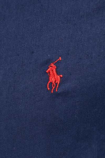 Ralph Lauren Shirt Linen with Mandarin Collar | Newport Navy