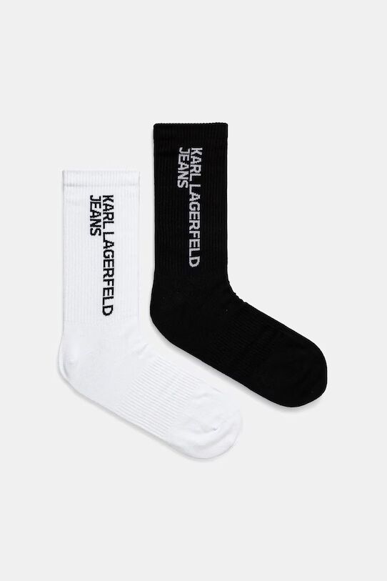 Karl Lagerfeld Men's Logo Socks 2 Pack | White/Black