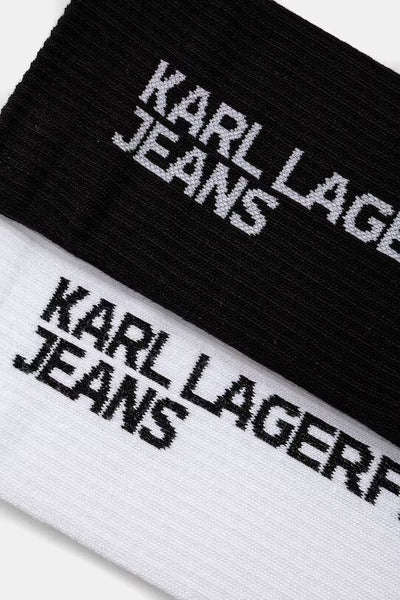 Karl Lagerfeld Men's Logo Socks 2 Pack | White/Black