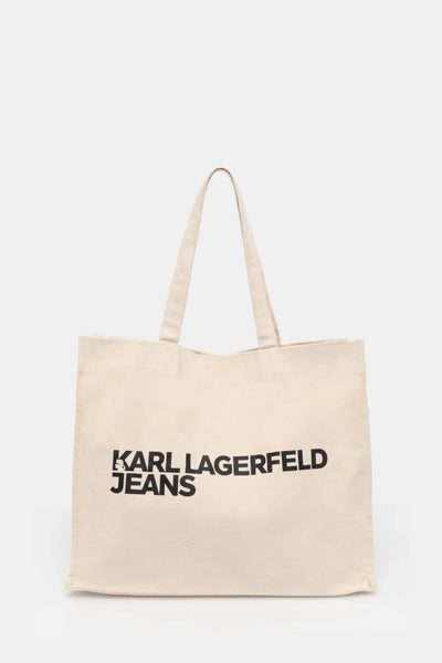 Karl Lagerfeld Logo Shopper Canvas Bag | Natural